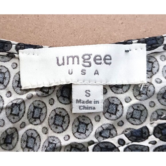 Umgee Flowy Boho Mixed Print Tiered Ruffle Tunic Top Sz S - Picture 4 of 5